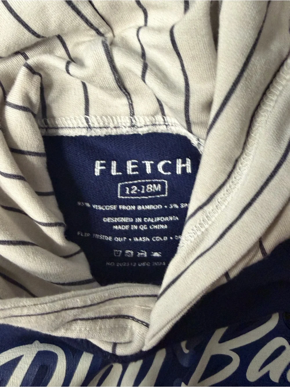 Fletch bamboo 12/18 Play Ball Navy & White Hooded Set